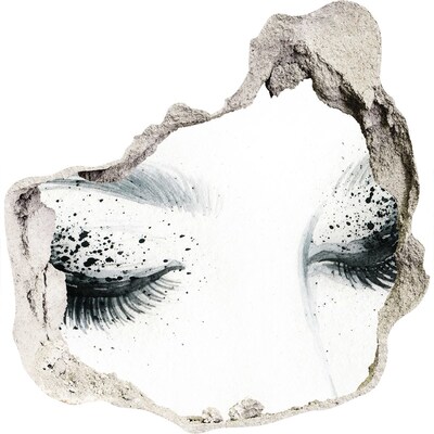 Autocolant gaură 3D Ochii închiși într-o gaură din perete