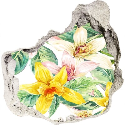 Autocolant gaură 3D Grădina de flori din spatele zidului