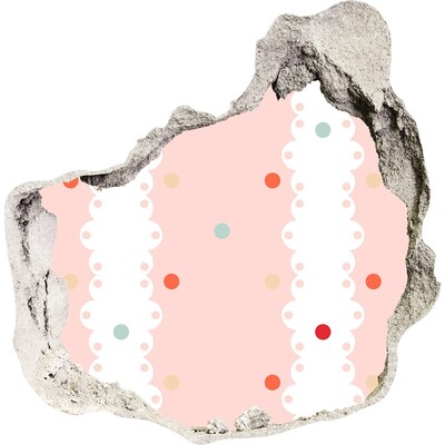 Autocolant de perete gaură 3D Perete roz cu puncte