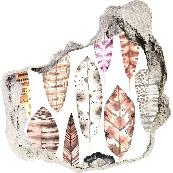 Autocolant un zid spart cu priveliște Frunze colorate într-o gaură din perete