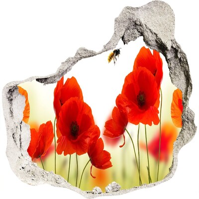 Autocolant gaură 3D Paradisul florilor cu o albină