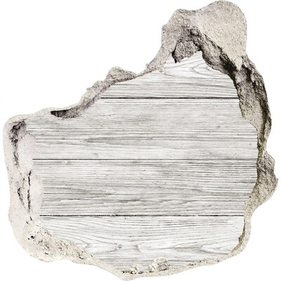 Fototapet un zid spart cu priveliște Podea de lemn într-o gaură din perete