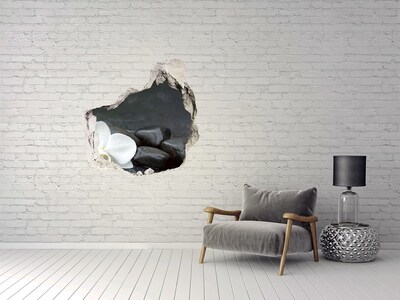 Autocolant un zid spart cu priveliște Flori și pietre pe fundalul apei