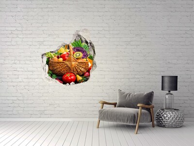 Fototapet un zid spart cu priveliște Un coș de legume fructe