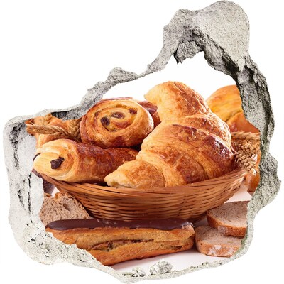 Autocolant un zid spart cu priveliște Produse de patiserie delicioase într-un coș