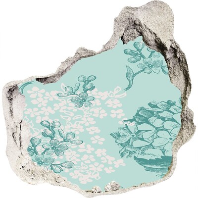 Autocolant un zid spart cu priveliște Mural floral cu gaură în perete