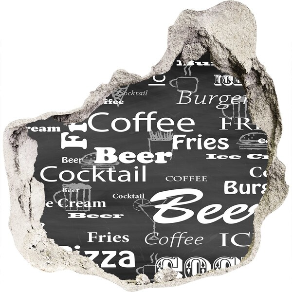 Autocolant 3D gaura cu priveliște Haos culinar în gaură