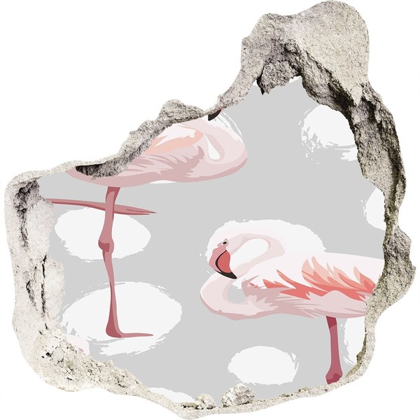 Autocolant de perete gaură 3D Flamingos