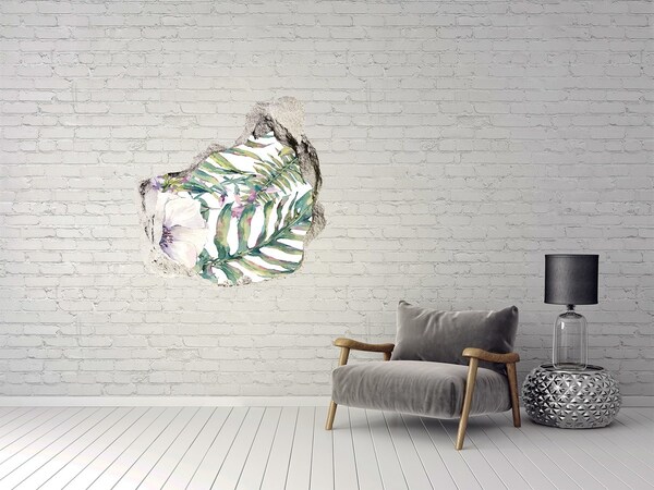 Autocolant un zid spart cu priveliște Grădină tropicală în spatele zidului