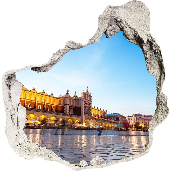 Fototapet 3D gaură în perete Cracovia la apus