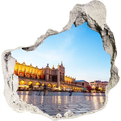 Fototapet 3D gaură în perete Cracovia la apus