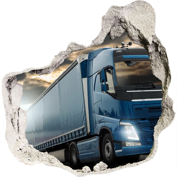 Fototapet 3D gaură în perete Camion pe drum