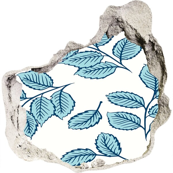 Autocolant autoadeziv gaură Frunze verzi pe fundalul peretelui