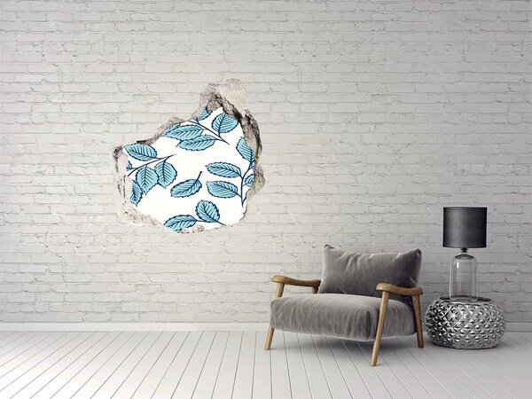 Autocolant autoadeziv gaură Frunze verzi pe fundalul peretelui