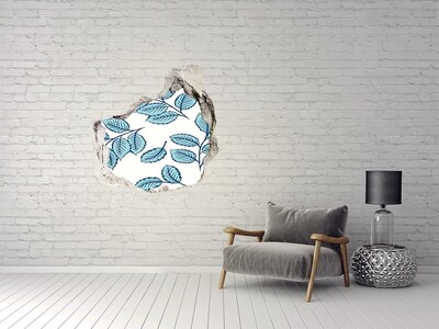 Autocolant autoadeziv gaură Frunze verzi pe fundalul peretelui