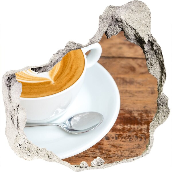 Autocolant gaură 3D Cafea într-un perete spart