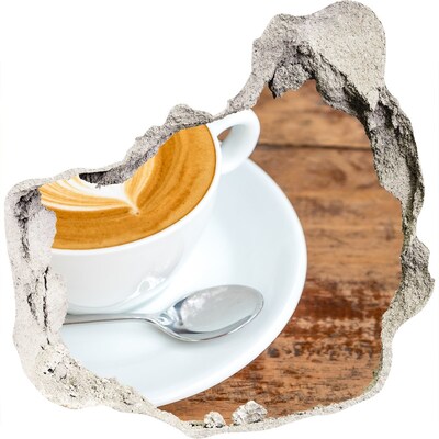 Autocolant gaură 3D Cafea într-un perete spart
