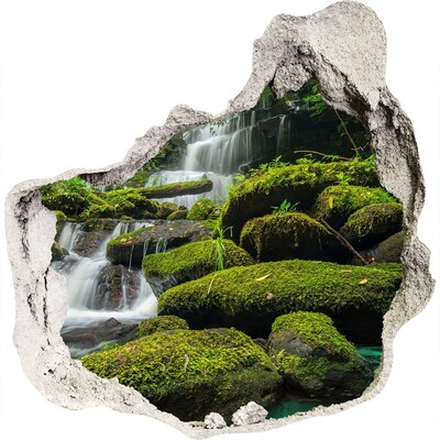 Autocolant de perete gaură 3D Cascada din pădure