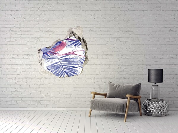 Autocolant de perete gaură 3D Paradis tropical în spatele zidului