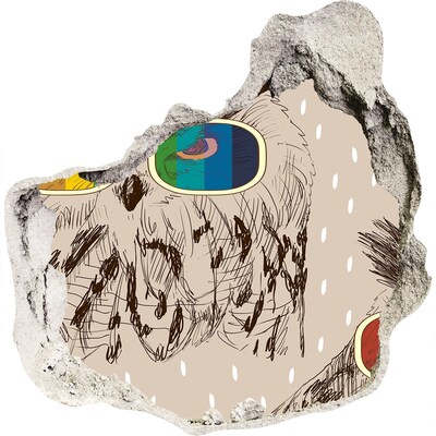 Autocolant gaură 3D Ochi de bufniță într-o gaură din perete