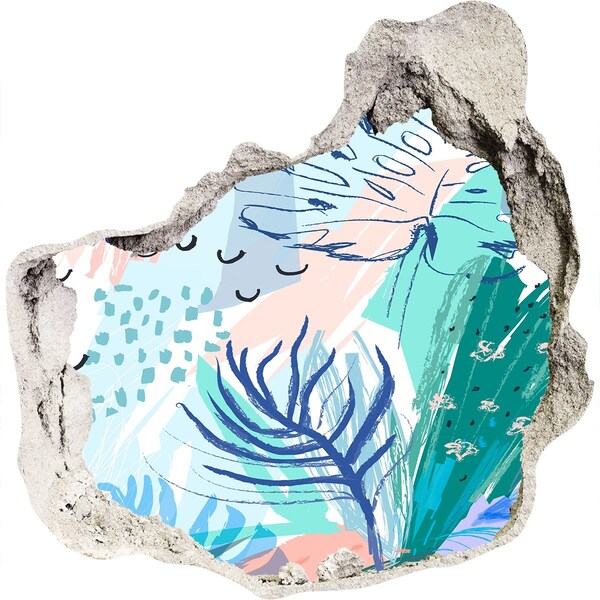 Autocolant de perete gaură 3D Paradis tropical în spatele zidului