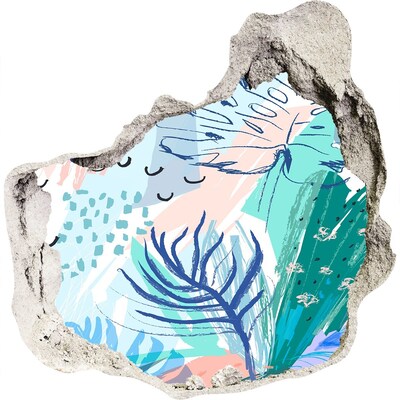 Autocolant de perete gaură 3D Paradis tropical în spatele zidului