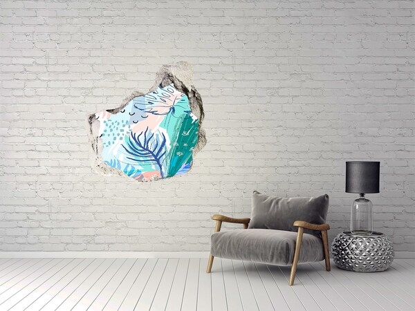 Autocolant de perete gaură 3D Paradis tropical în spatele zidului