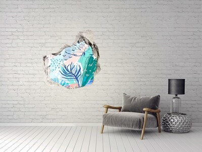 Autocolant de perete gaură 3D Paradis tropical în spatele zidului
