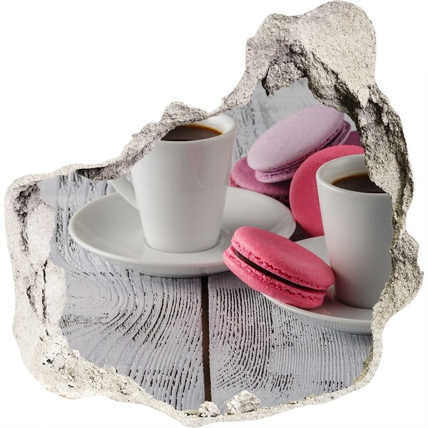 Autocolant 3D gaura cu priveliște Paradisul cafelei cu macarons