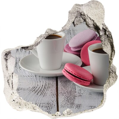 Autocolant 3D gaura cu priveliște Paradisul cafelei cu macarons