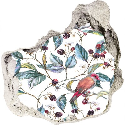 Fototapet 3D gaură în perete O pasăre printre mure