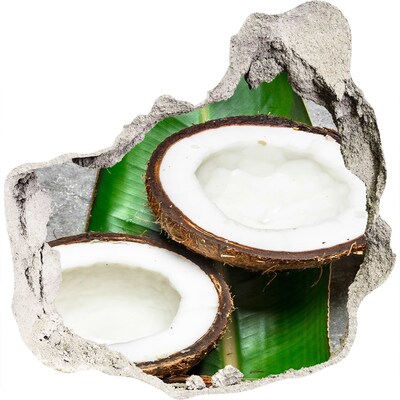 Autocolant de perete gaură 3D Comori de nucă de cocos în inima junglei