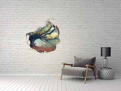 Autocolant de perete gaură 3D Pădurea fermecată în haina ei autumnală