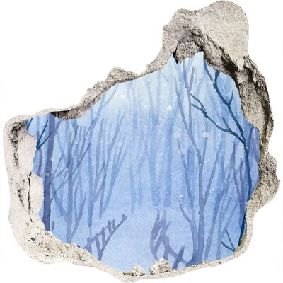 Autocolant un zid spart cu priveliște Peisaj de iarnă printr-o gaură în perete