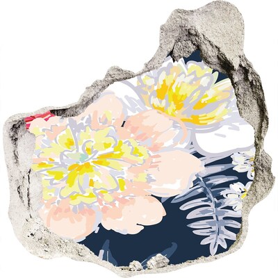 Autocolant 3D gaura cu priveliște Grădina de flori din spatele zidului