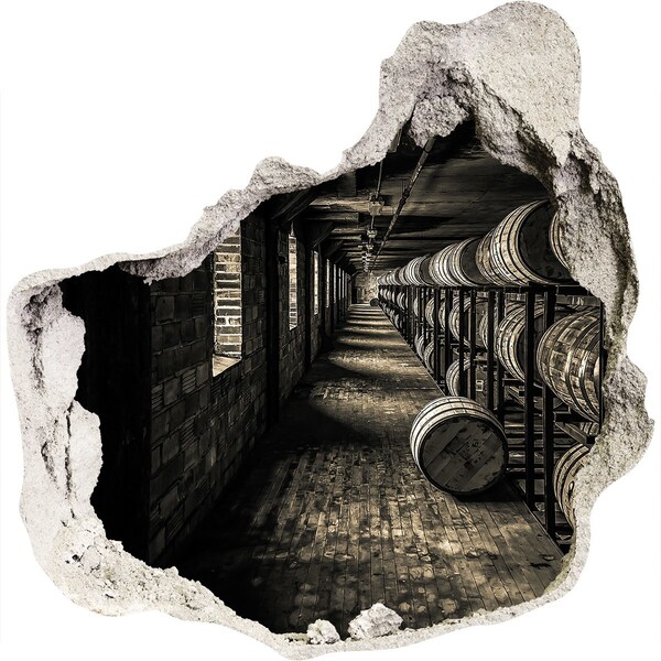 Autocolant un zid spart cu priveliște Interiorul pivniței de butoaie