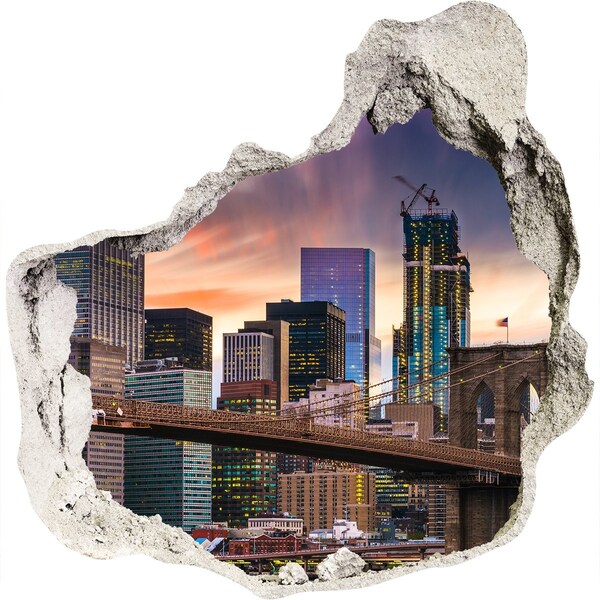 Fototapet 3D gaură în perete Podul Brooklyn din New York