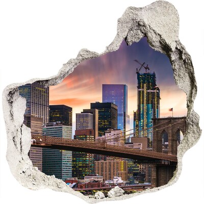 Fototapet 3D gaură în perete Podul Brooklyn din New York