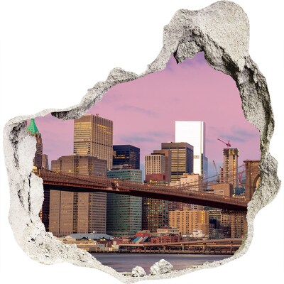 Autocolant gaură 3D Vedere a podului Brooklyn din New York