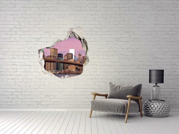 Autocolant gaură 3D Vedere a podului Brooklyn din New York