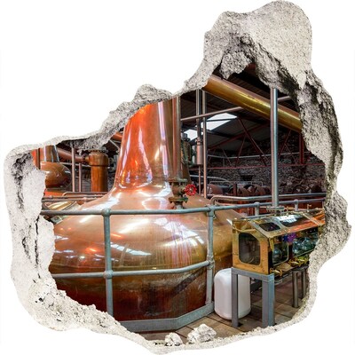 Fototapet un zid spart cu priveliște Interiorul unei distilerii de whisky
