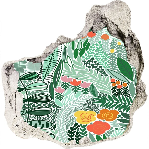 Autocolant de perete gaură 3D Grădina de flori „Gaură în perete”