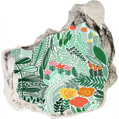 Autocolant de perete gaură 3D Grădina de flori „Gaură în perete”