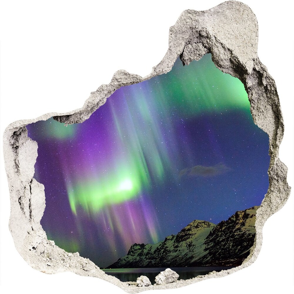 Autocolant 3D gaura cu priveliște Aurora boreala