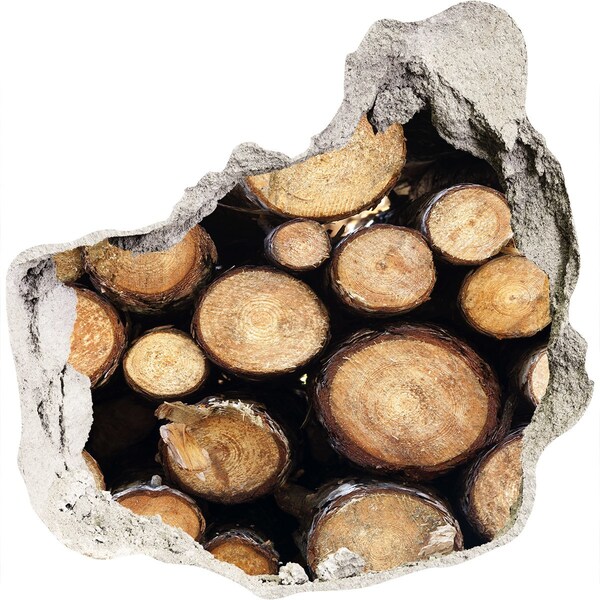 Autocolant 3D gaura cu priveliște Lemn într-o gaură în perete