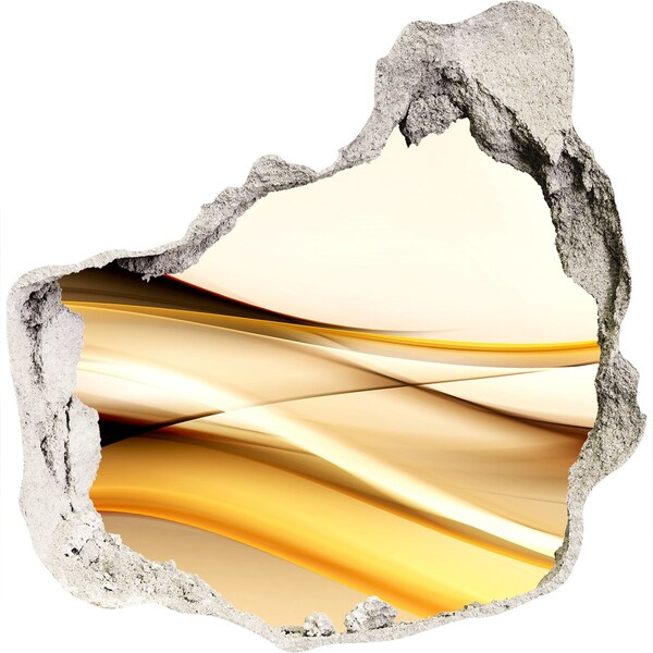 Autocolant 3D gaura cu priveliște Valuri aurii într-o gaură în perete