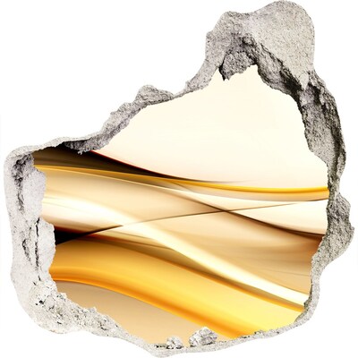 Autocolant 3D gaura cu priveliște Valuri aurii într-o gaură în perete