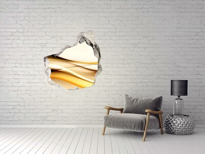 Autocolant 3D gaura cu priveliște Valuri aurii într-o gaură în perete