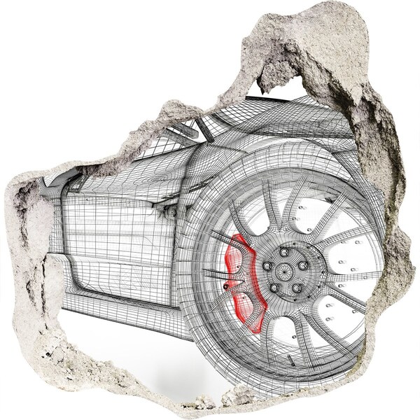 Autocolant gaură 3D Mașină de curse cu gaură în perete