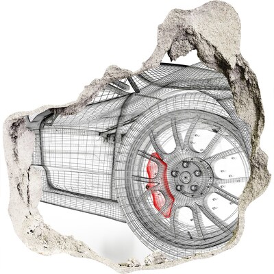 Autocolant gaură 3D Mașină de curse cu gaură în perete